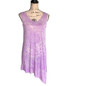 Chalet Floral Asymmetrical Hem Sleeveless Lavender Dress